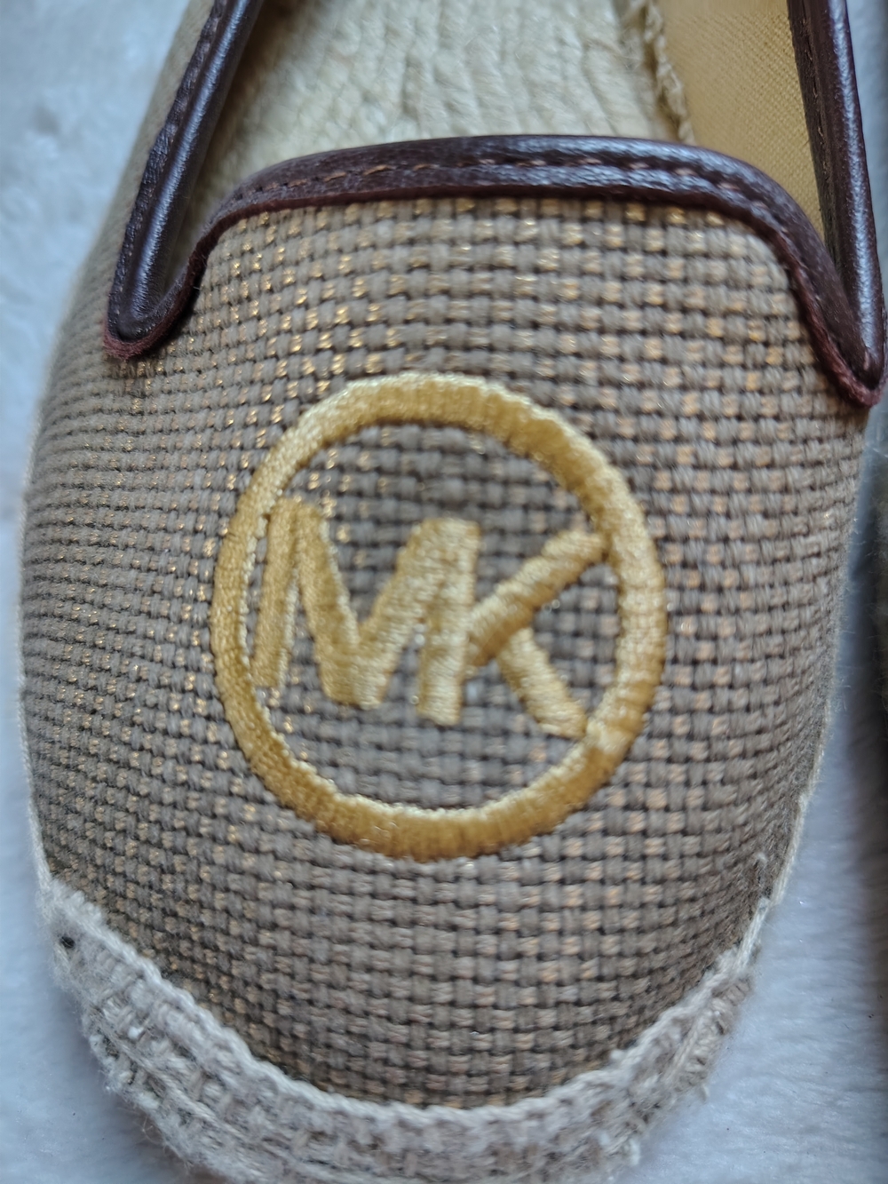 Michael Kors Brown Canvas Espadrille Flats with MK Logo - Picture 3 of 6